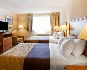 Standard Room, 2 Queen Beds, Non Smoking | Desk, iron/ironing board, free WiFi, bed sheets