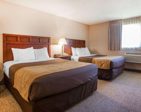 Standard Room, 2 Queen Beds, Non Smoking | Desk, iron/ironing board, free WiFi, bed sheets