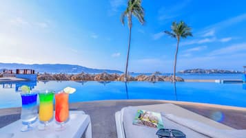 Outdoor pool, pool loungers