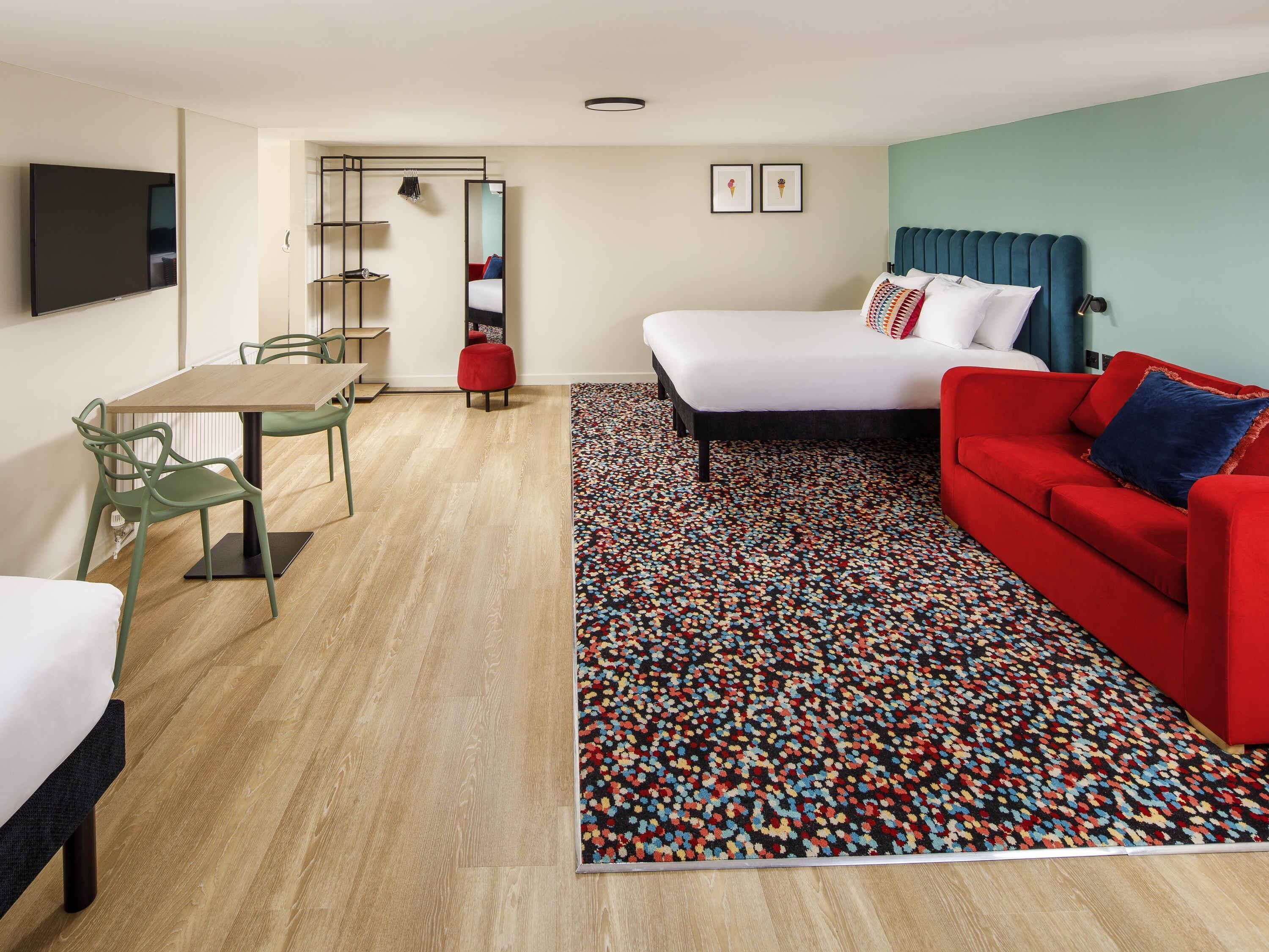 room, 1 queen bed with sofa bed (the works) | individually furnished, desk, blackout curtains, free wifi