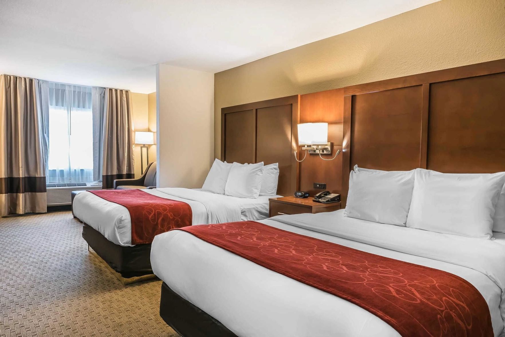 Premium bedding, desk, blackout curtains, iron/ironing board