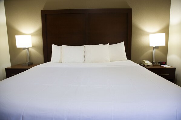 1 bedroom, desk, laptop workspace, blackout curtains