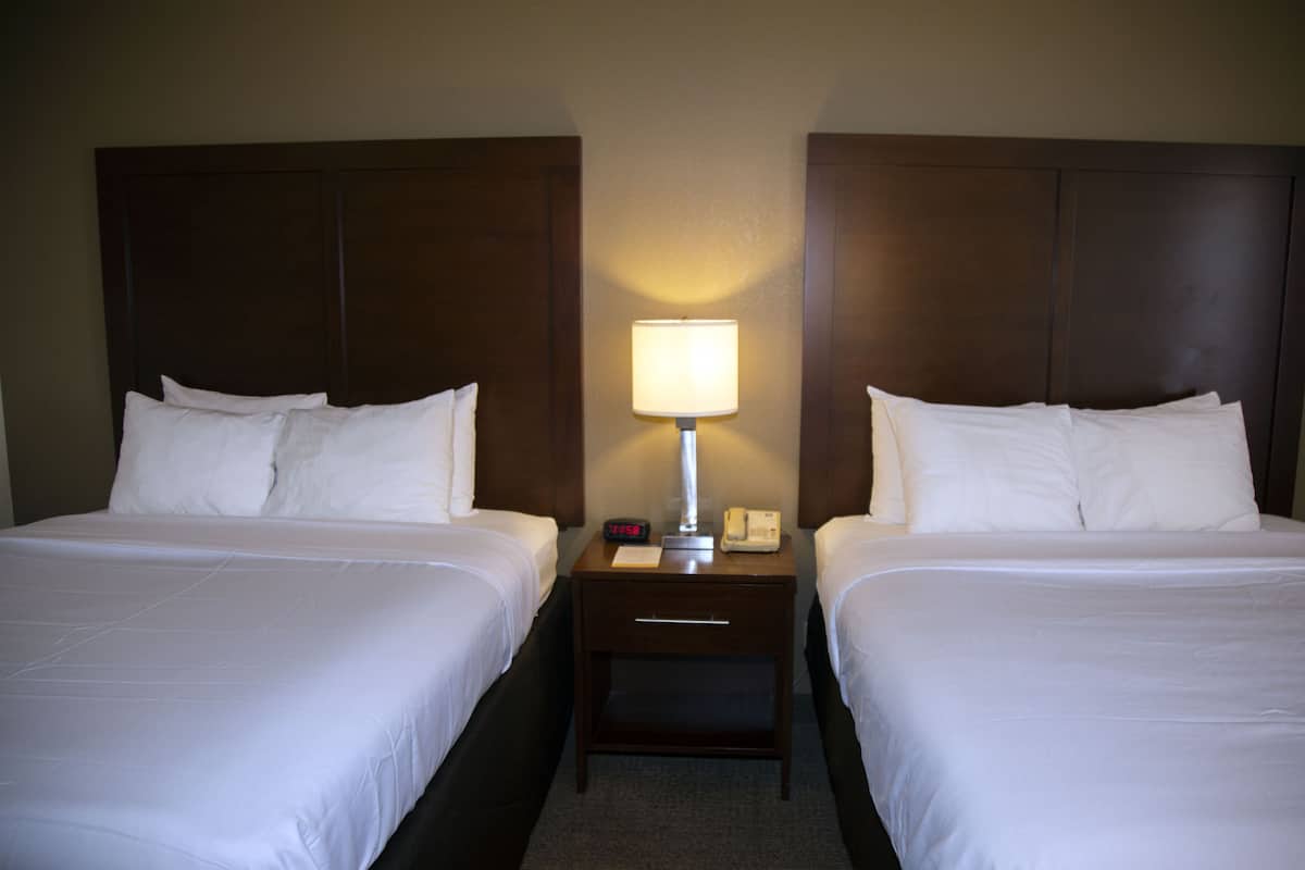 1 bedroom, desk, laptop workspace, blackout curtains