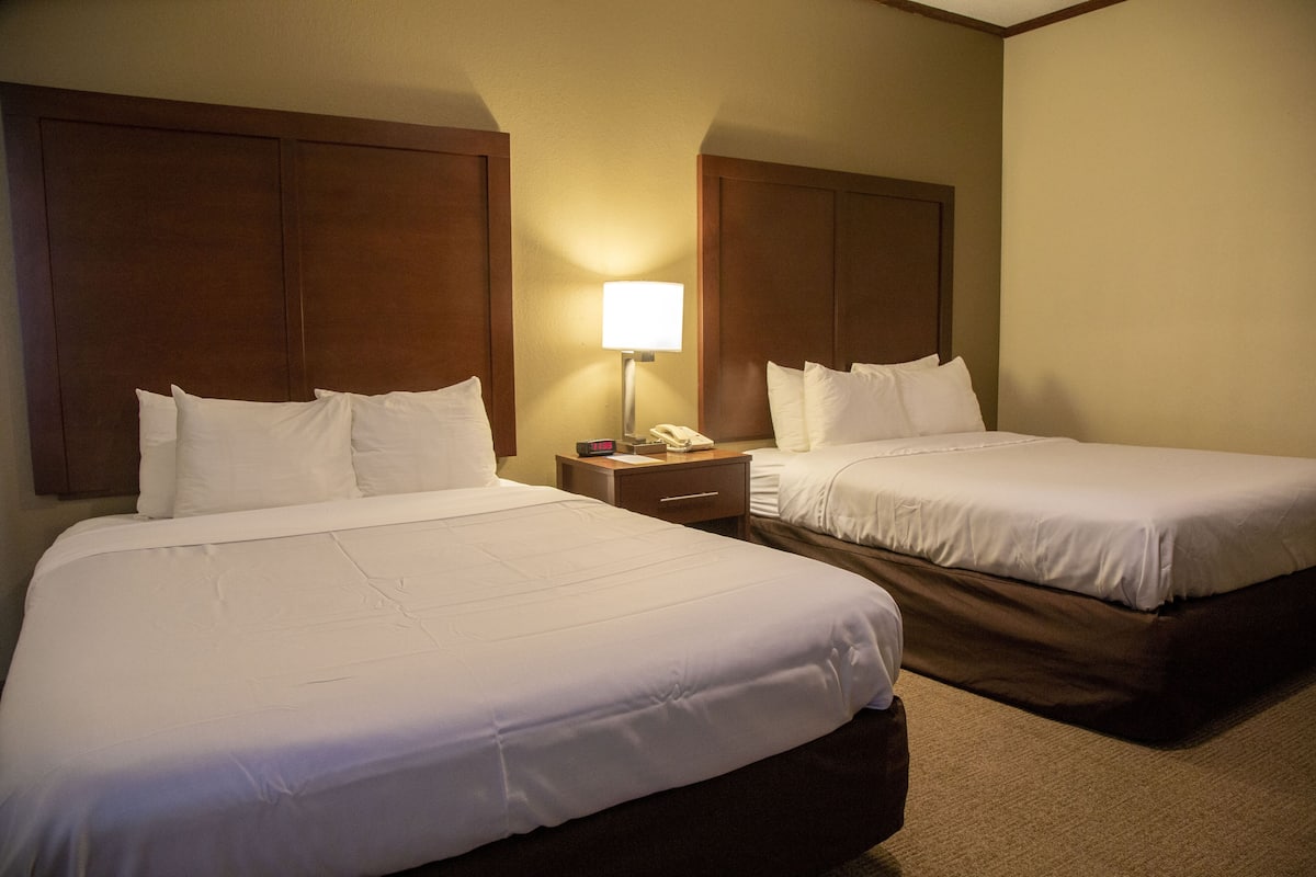 1 bedroom, desk, laptop workspace, blackout curtains