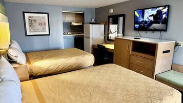 Standard Double Room, 2 Double Beds, Non Smoking | Private kitchenette | Fridge, microwave