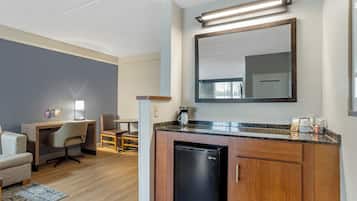 Premium bedding, down comforters, desk, laptop workspace