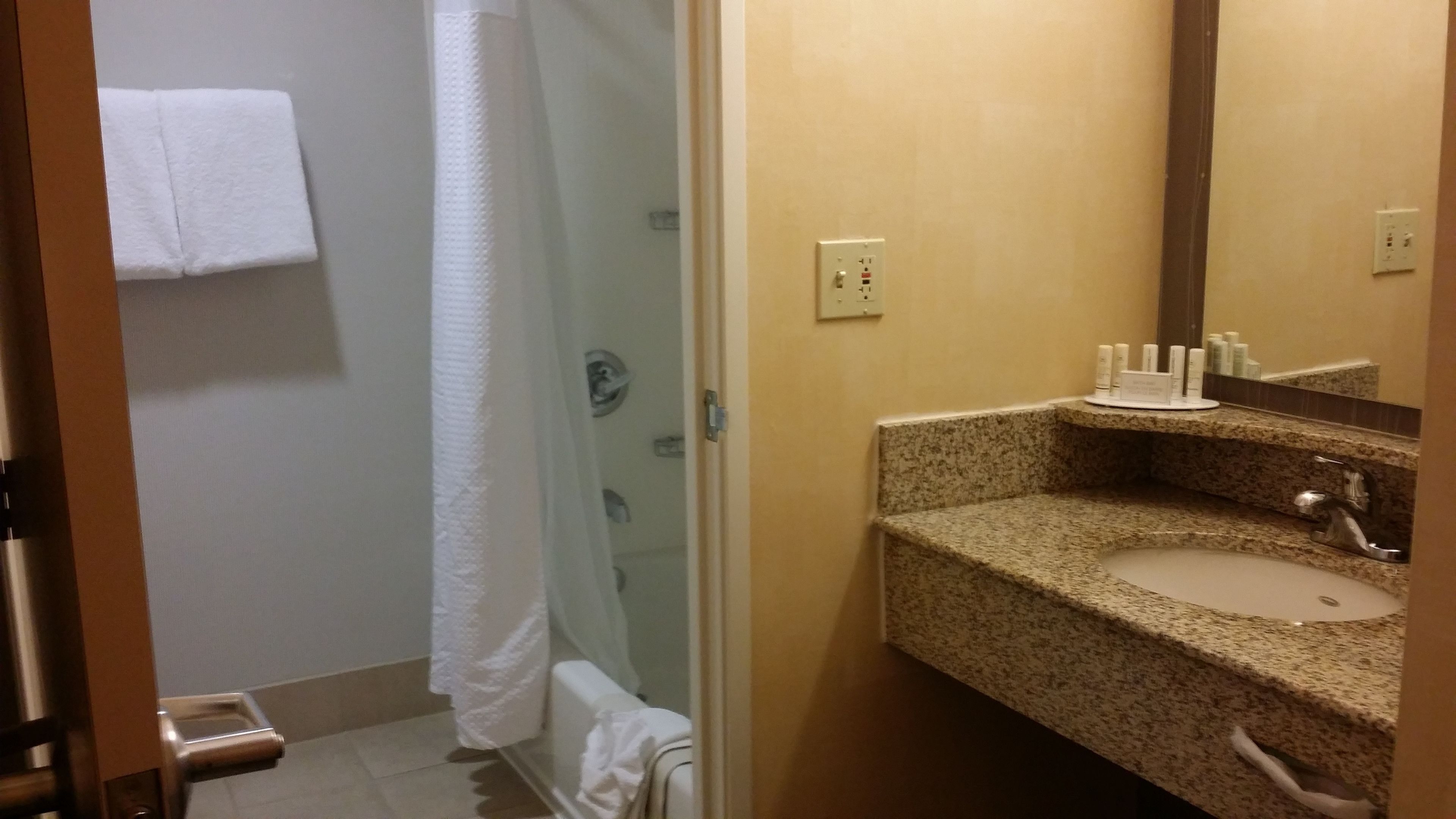 room, 1 king bed with sofa bed | bathroom | combined shower/bathtub, free toiletries, hair dryer, towels