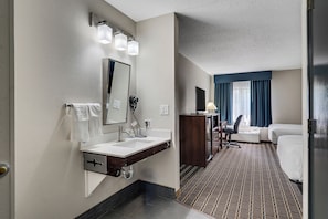 Room, 2 Queen Beds, Accessible, Non Smoking (Mobility,Roll-In Shower) | Bathroom sink