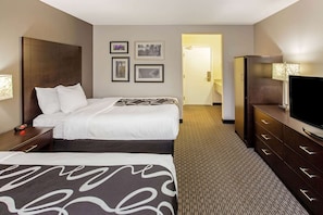 Premium bedding, down comforters, desk, laptop workspace