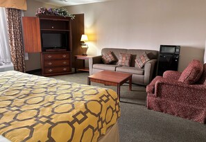 Studio Suite, 1 King Bed, Non Smoking | Desk, laptop workspace, blackout curtains, iron/ironing board