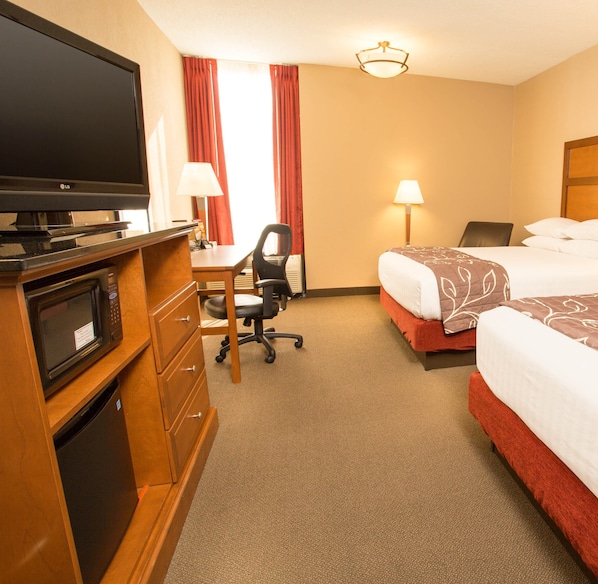 Desk, blackout curtains, iron/ironing board, free cots/infant beds