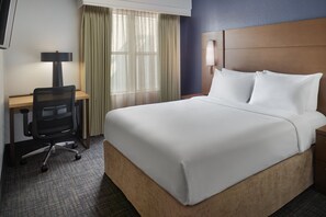 Premium bedding, desk, blackout curtains, iron/ironing board