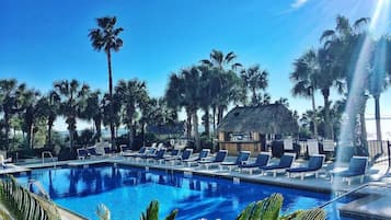 Outdoor pool, sun loungers
