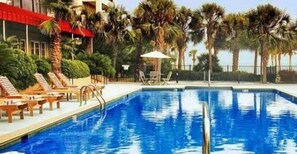 Outdoor pool, sun loungers
