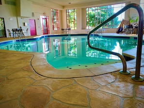 Indoor pool, open 7:00 AM to 11:00 PM, sun loungers