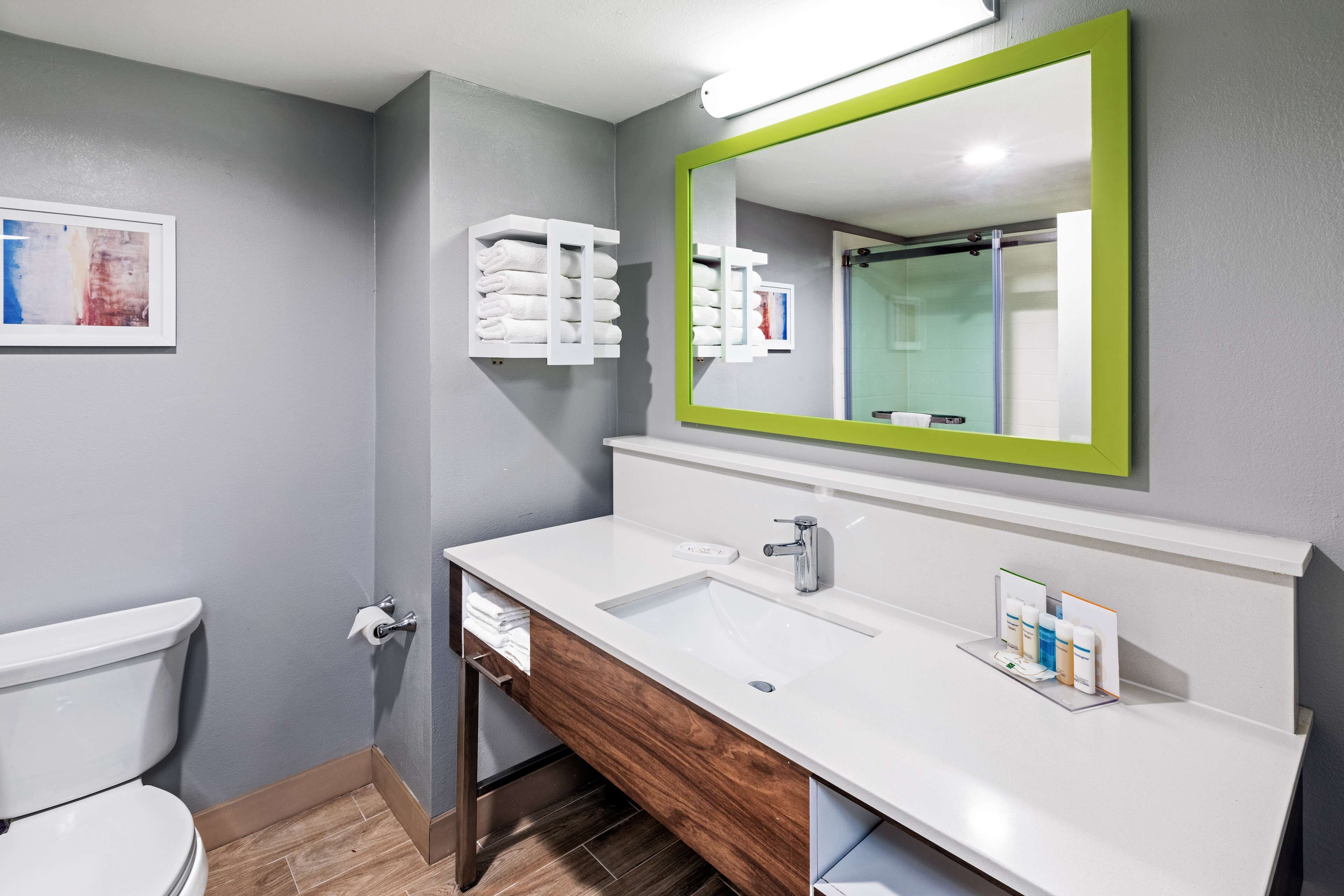 free toiletries, hair dryer, towels