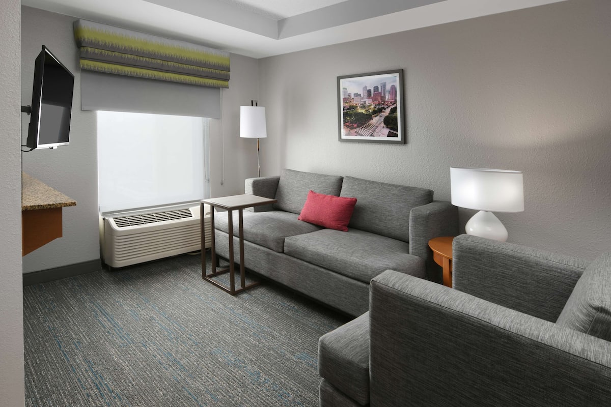 King Studio w/ Sofa Bed | Living area | 27-inch TV with cable channels, DVD player