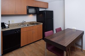 Fridge, microwave, coffee/tea maker