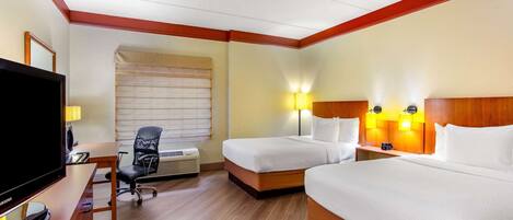 Room, 2 Double Beds, Non Smoking | Down comforters, desk, iron/ironing board, free cribs/infant beds