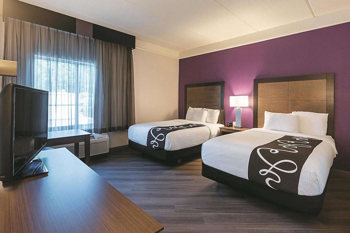 Room, 2 Double Beds, Accessible, Non Smoking (Mobility) | Premium bedding, desk, laptop workspace, iron/ironing board