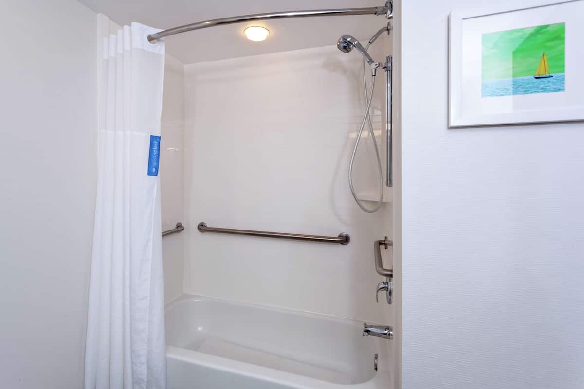 free toiletries, hair dryer, towels