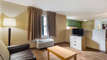 Desk, laptop workspace, free WiFi, bed sheets