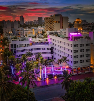 Hotel room view looking out at Clevelander Hotel – Adults Only