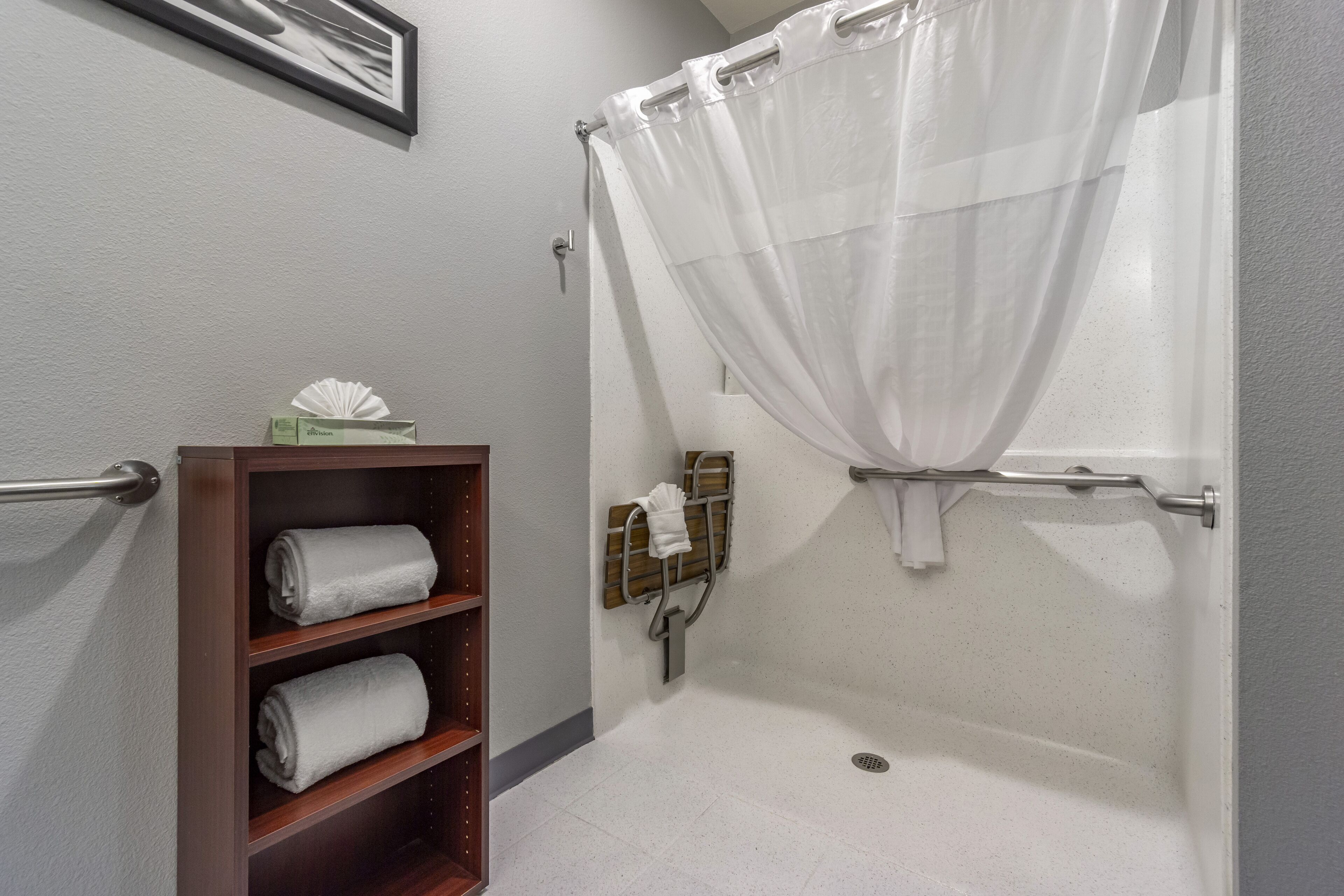 free toiletries, hair dryer, towels