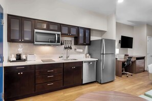Fridge, microwave, coffee/tea maker