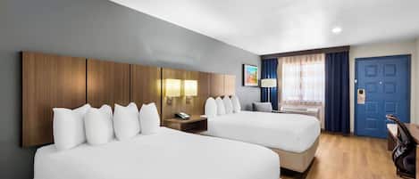 Standard Room, 2 Queen Beds, Non Smoking, Refrigerator & Microwave | Pillowtop beds, desk, laptop workspace, iron/ironing board