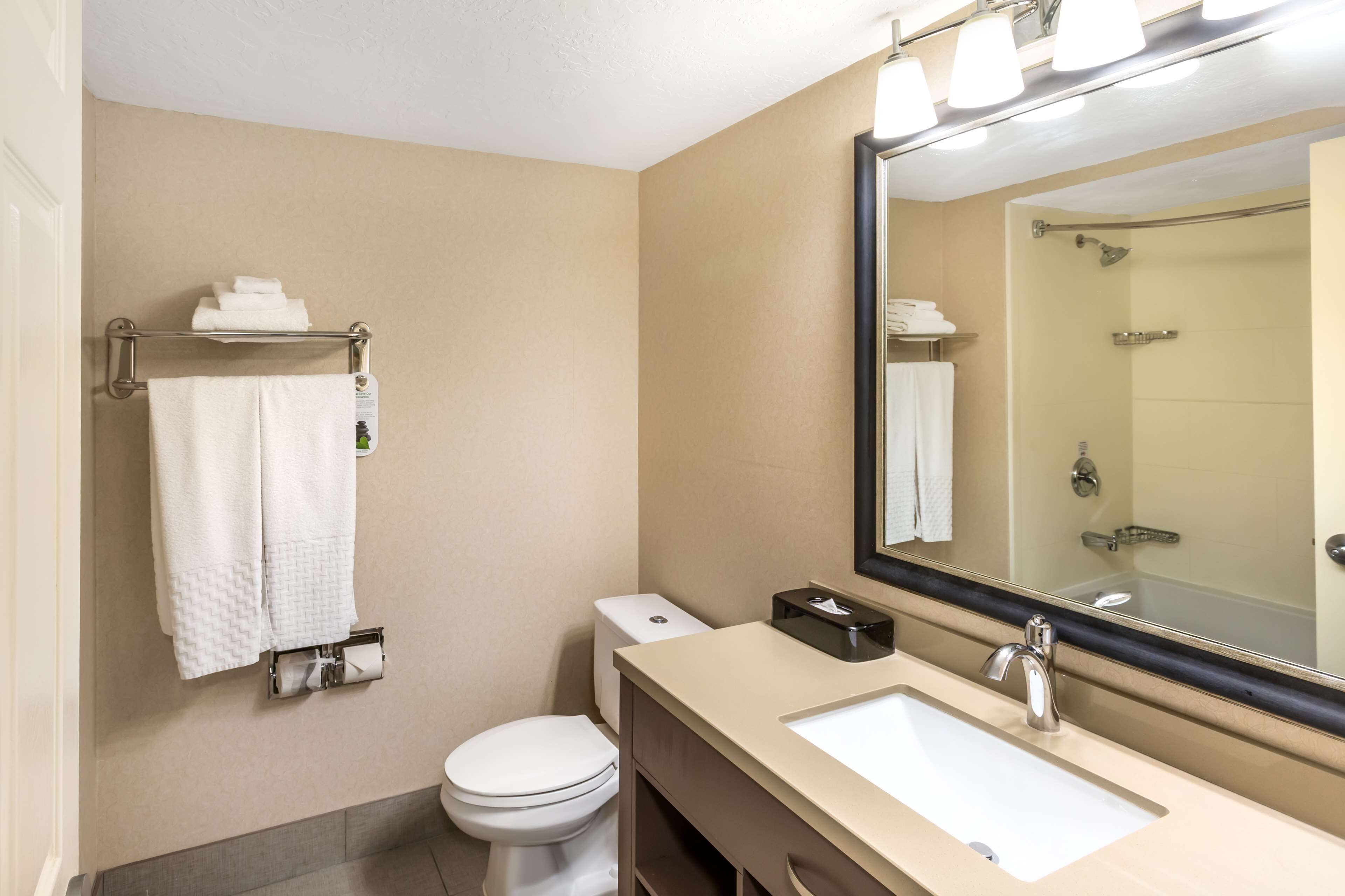 combined shower/bathtub, deep-soaking bathtub, rainfall showerhead