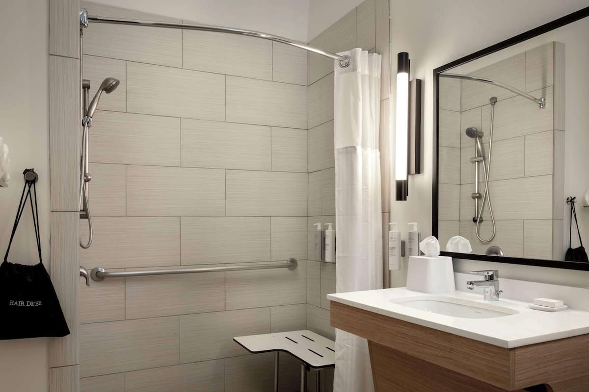 room, 1 king bed, accessible (mobility & hearing, roll-in shower) | bathroom shower