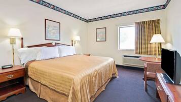 Desk, free WiFi, bed sheets