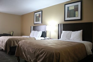 Standard Room, 2 Queen Beds, Non Smoking | Desk, iron/ironing board, free WiFi, bed sheets