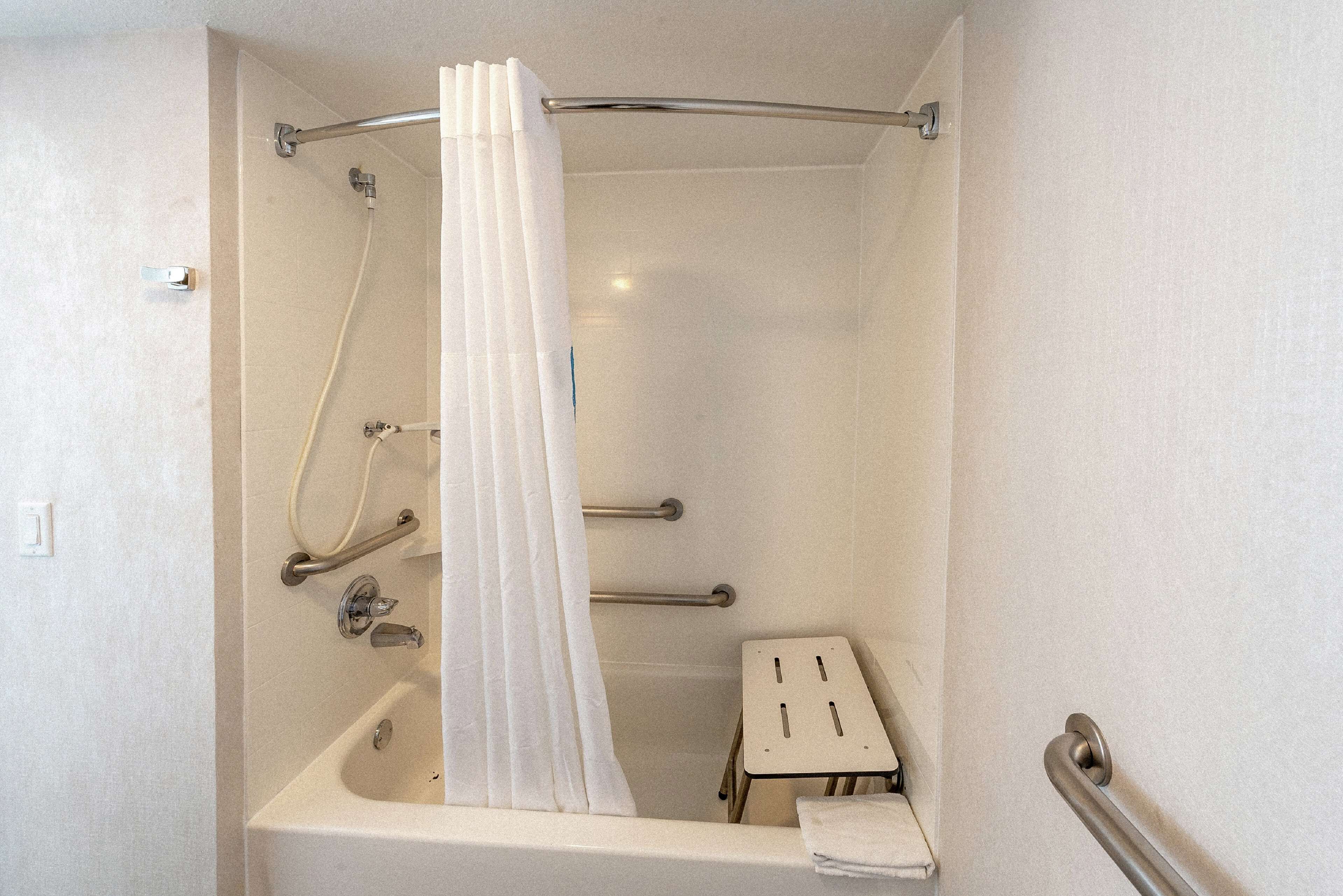 room, 1 king bed, accessible, non smoking | bathroom | combined shower/bathtub, hydromassage showerhead, designer toiletries