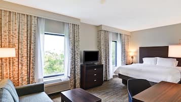 Premium bedding, down duvets, desk, laptop workspace