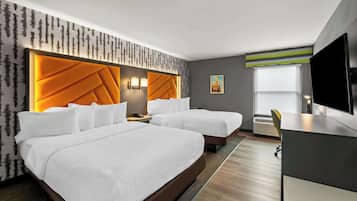 Room, 2 Double Beds | In-room safe, desk, laptop workspace, iron/ironing board