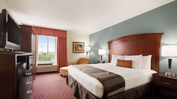 In-room safe, desk, laptop workspace, blackout curtains