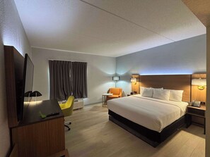 Premium bedding, desk, blackout drapes, iron/ironing board