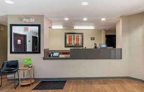 Welcome to our reception area, where you can check in, relax in the seating area, and enjoy free Wi-Fi.