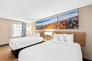 Room, 2 Double Beds, Accessible, Non Smoking | In-room safe, desk, blackout curtains, iron/ironing board