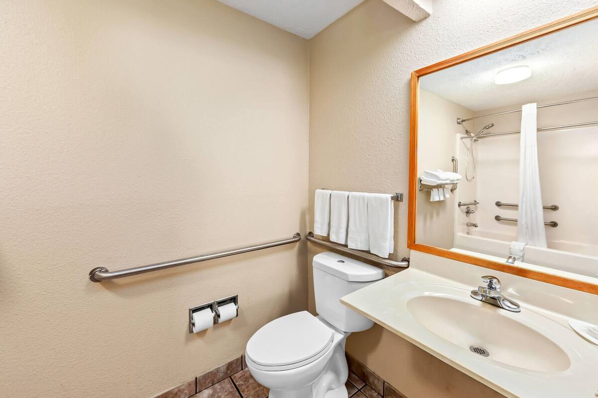 Room, 2 Double Beds, Accessible, Non Smoking | Accessible bathroom