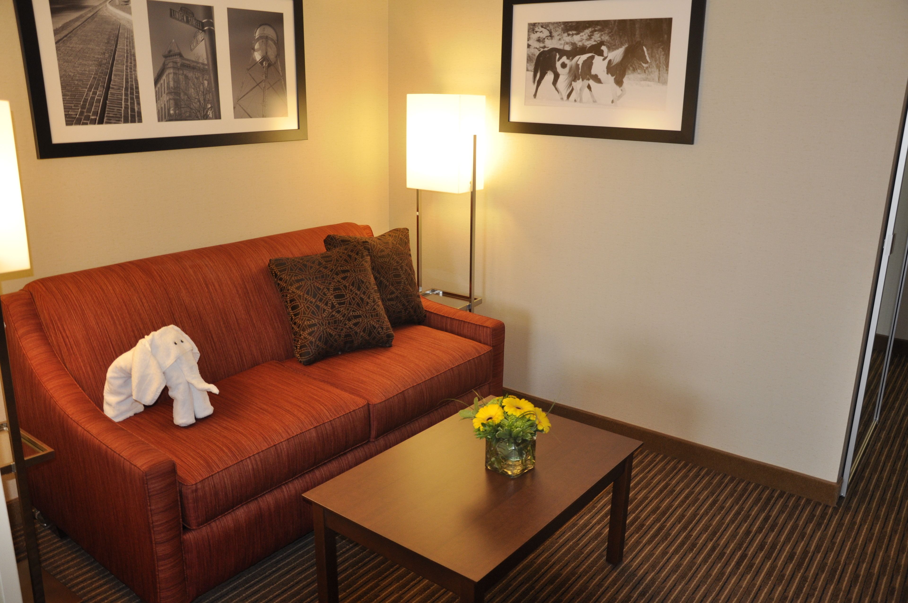 43-inch flat-screen tv with cable channels, tv, mp3 dock