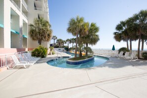 Indoor pool, outdoor pool, pool loungers