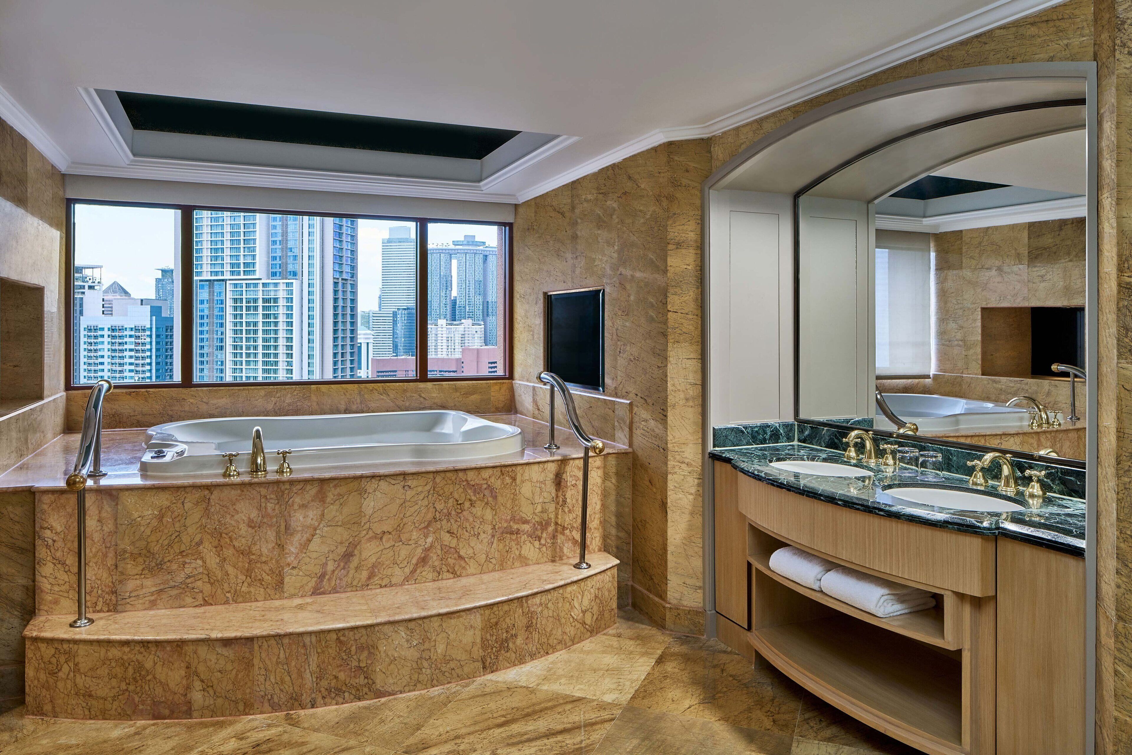 presidential suite, 1 double bed, non smoking | bathroom | separate bathtub and shower, deep-soaking bathtub, rainfall showerhead