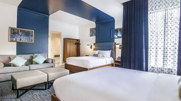 Junior Suite, 2 Queen Bed with Sofa bed, City View | Premium bedding, pillow-top beds, in-room safe, individually decorated