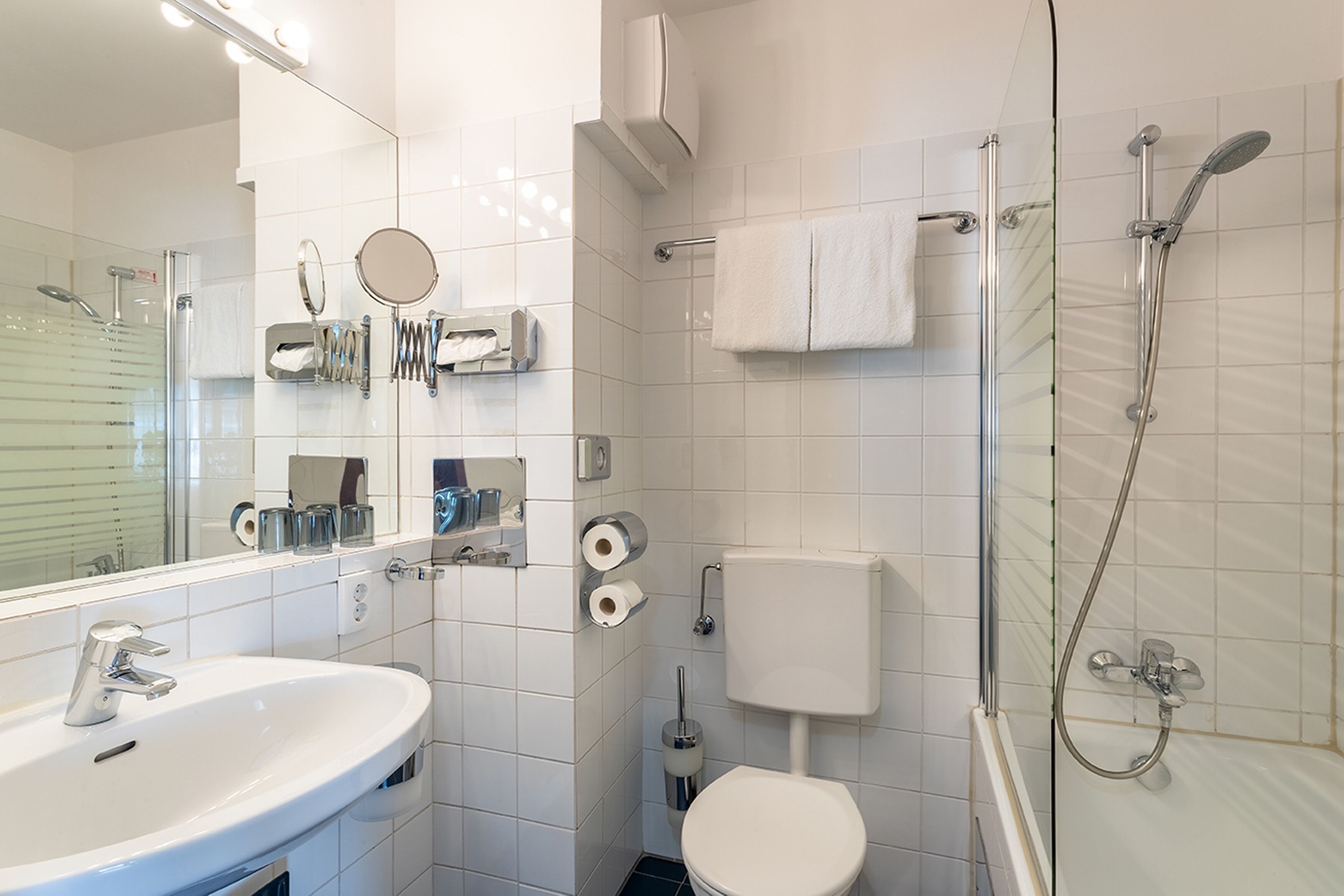 free toiletries, hair dryer, towels, soap