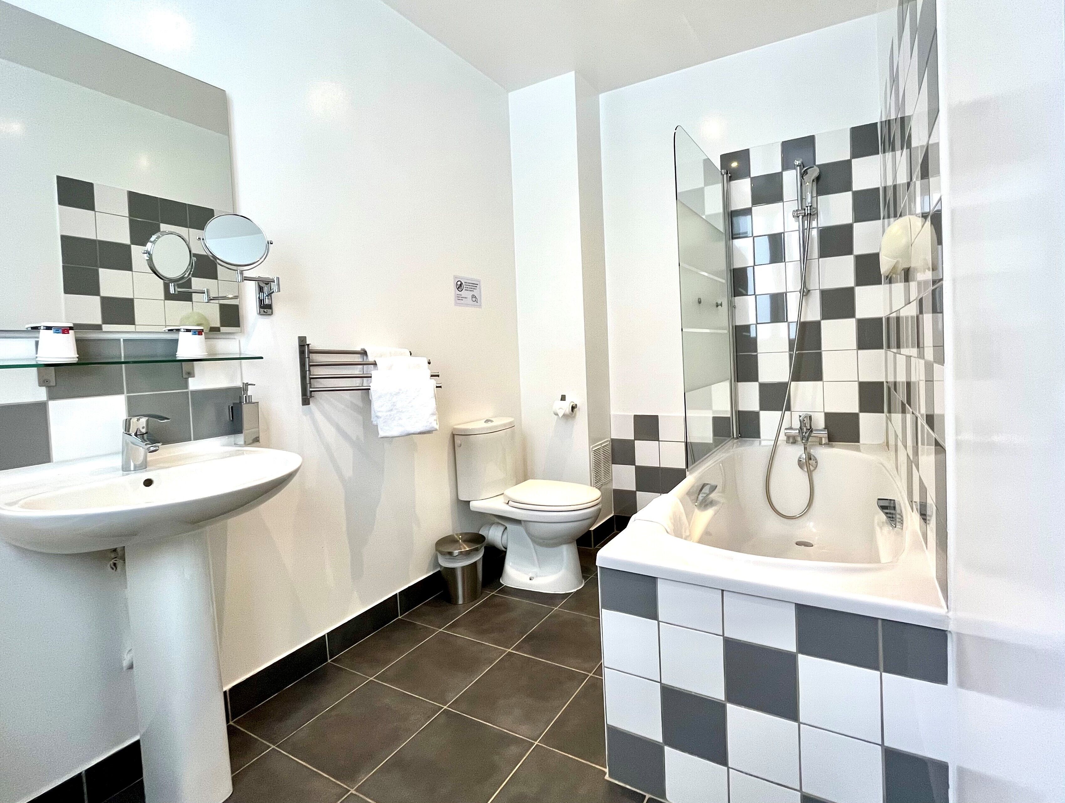 family room | bathroom | hair dryer, towels