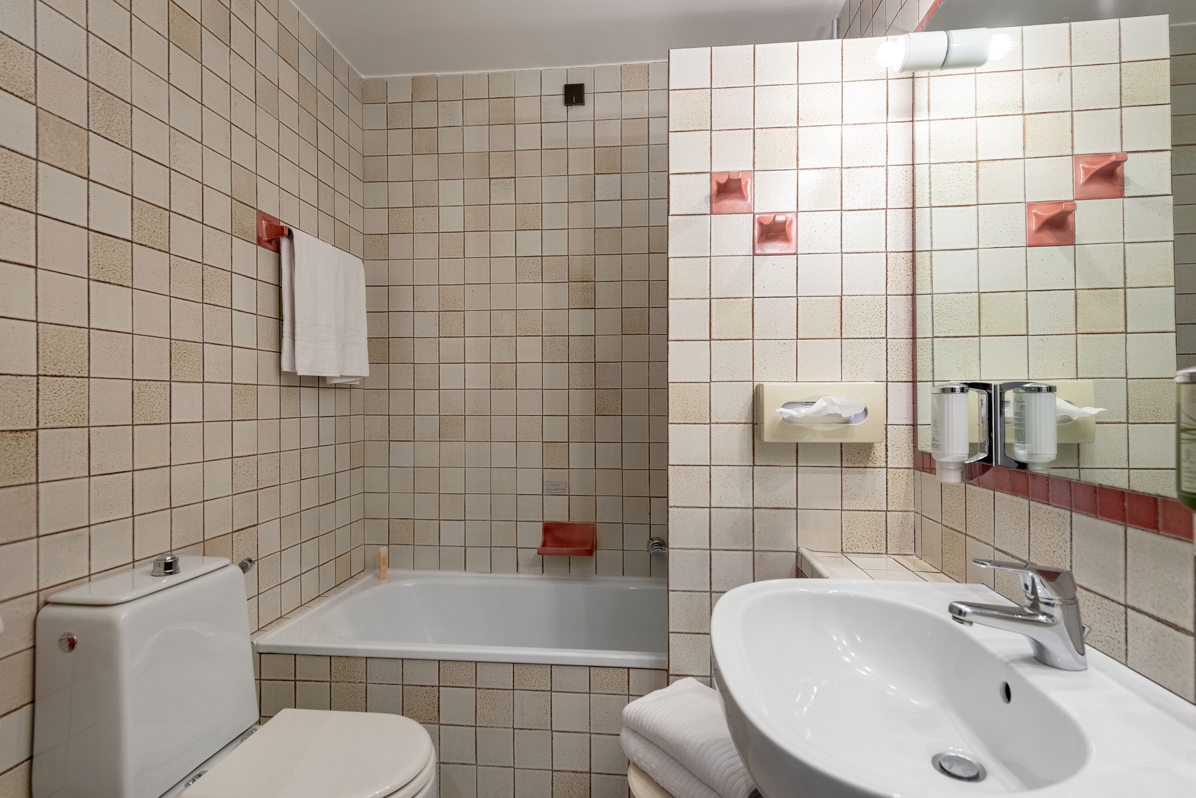 combined shower/bathtub, hair dryer, bidet, towels