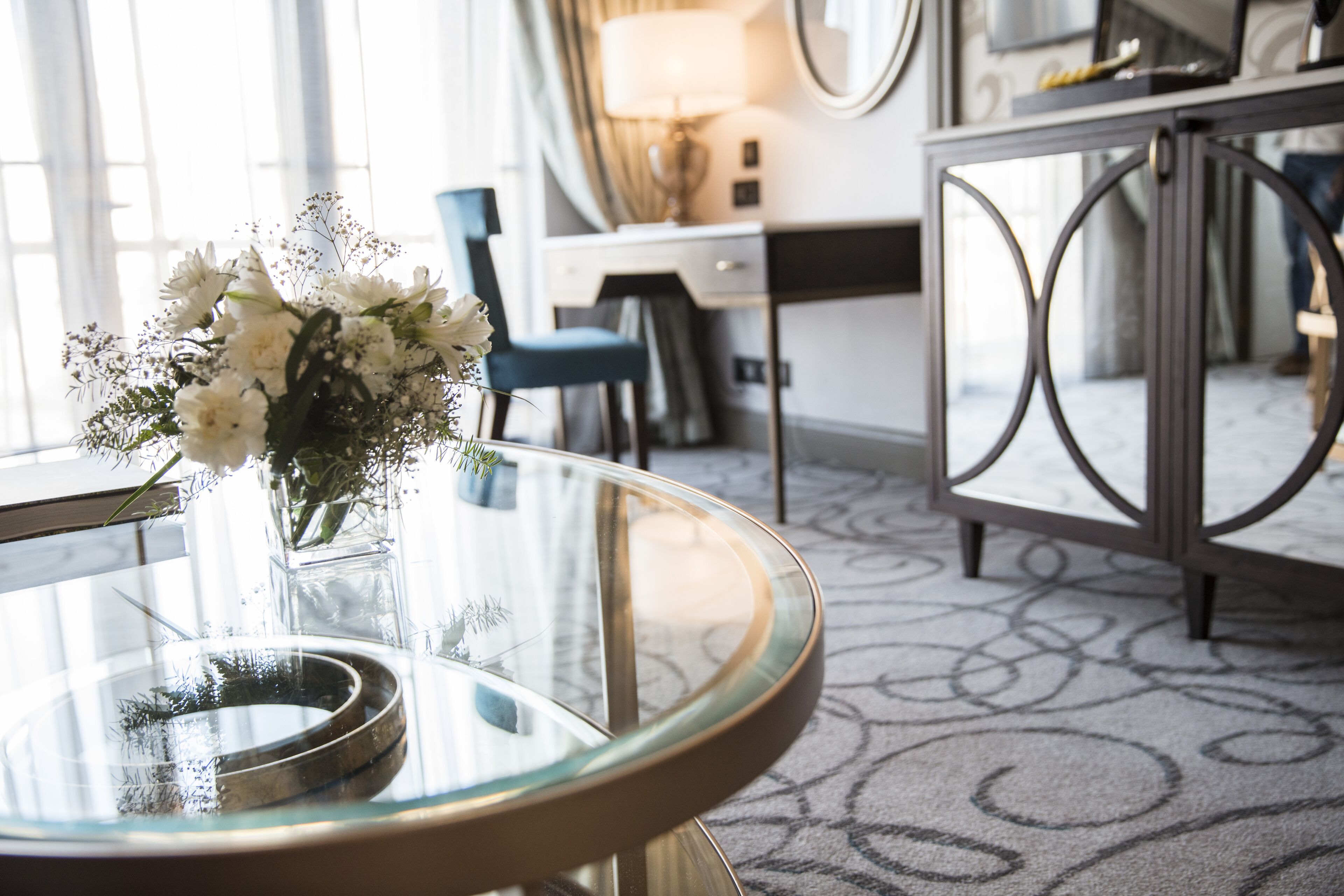 prestige suite | living area | 55-inch smart tv with cable channels, tv